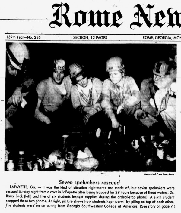 Walker Cave Rescue / Rome News Tribune March 5 1979