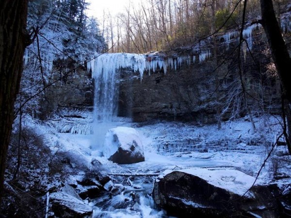 Frozen Suttons Gap Trail at Cloudland Canyon