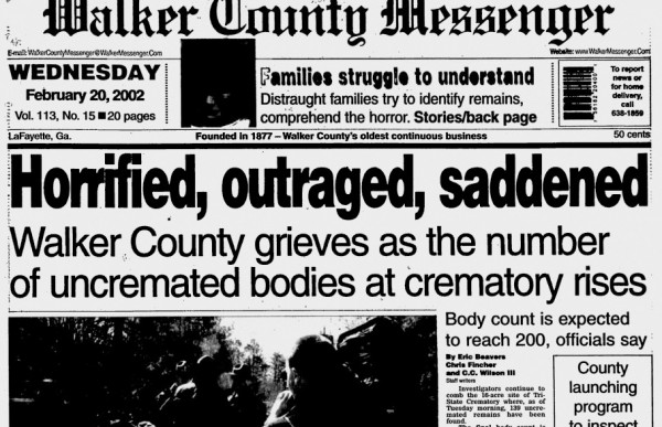 Crematory Headline / Walker Co Messenger Feb 20 2002