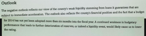 County Bond Downgrade - No Budget