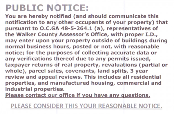 County Tax Assessor Inspection Notice