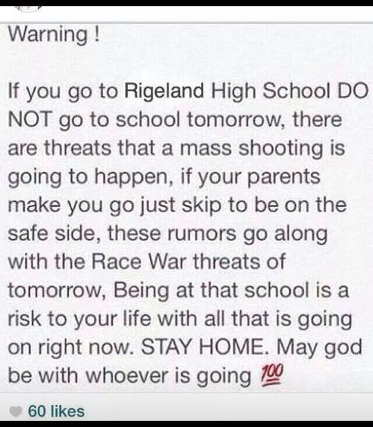 Ridgeland Social Media Threat