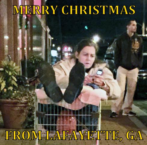 2014 Christmas Parade Shopping Cart Lady Christmas Greetings