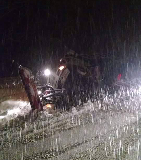 Snow Plow Flipped in Rock Spring