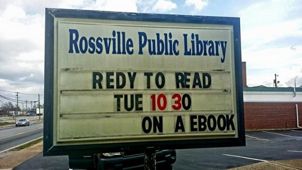 Rossville Library Sign Misspelling