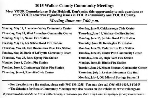 2015 Public Commissioner Meeting Schedule