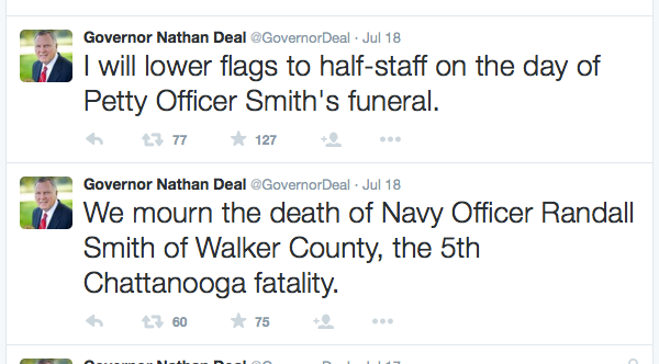 Nathan Deal Tweet / Randall Smith Death