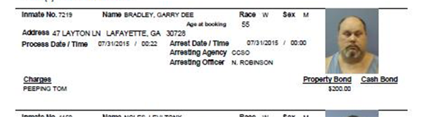 Garry Bradley / Chattooga Arrest Report