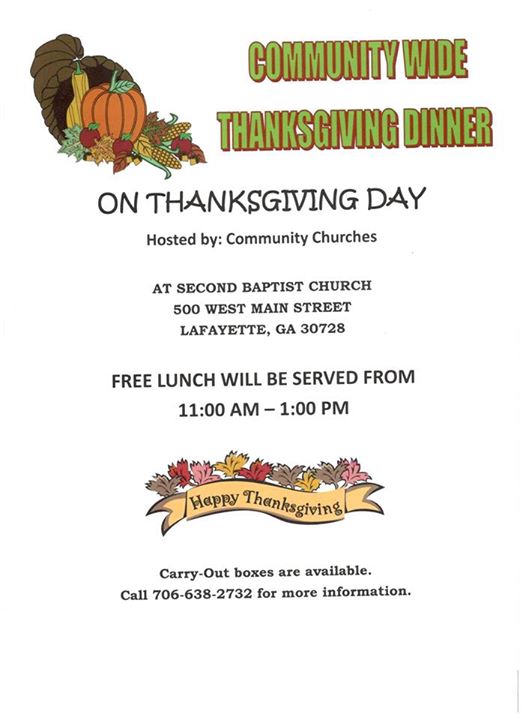 Second Baptist Free Thanksgiving Meal