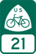 USBR 21 / Bicycle Route Road Sign