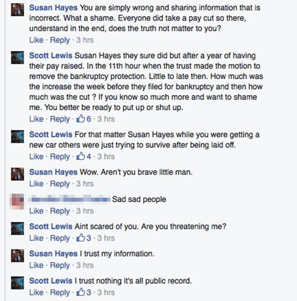 Farrell & Susan Hayes / Scott Lewis Facebook Exchange