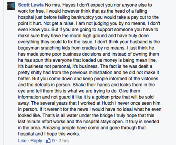 Farrell & Susan Hayes / Scott Lewis Facebook Exchange