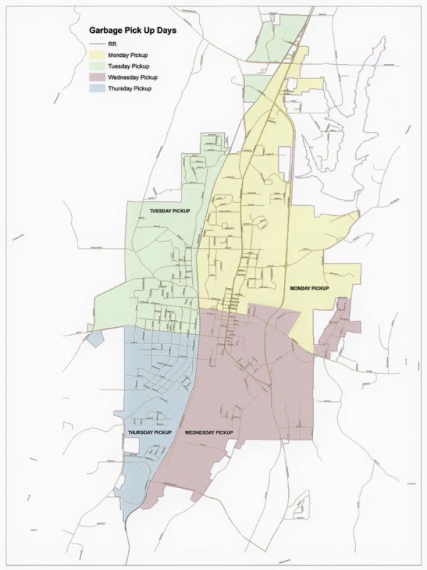 LaFayette Garbage Pickup Map, February 2016