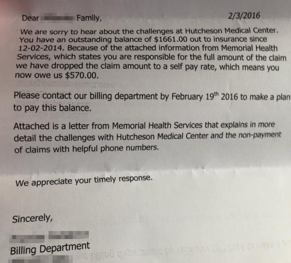 Hutcheson Employee Creditor Letter / No Insurance