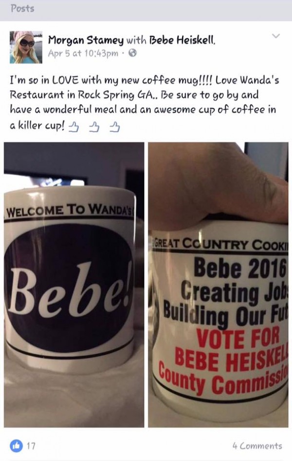 Wanda's Bebe Mug / Morgan Stamey Facebook