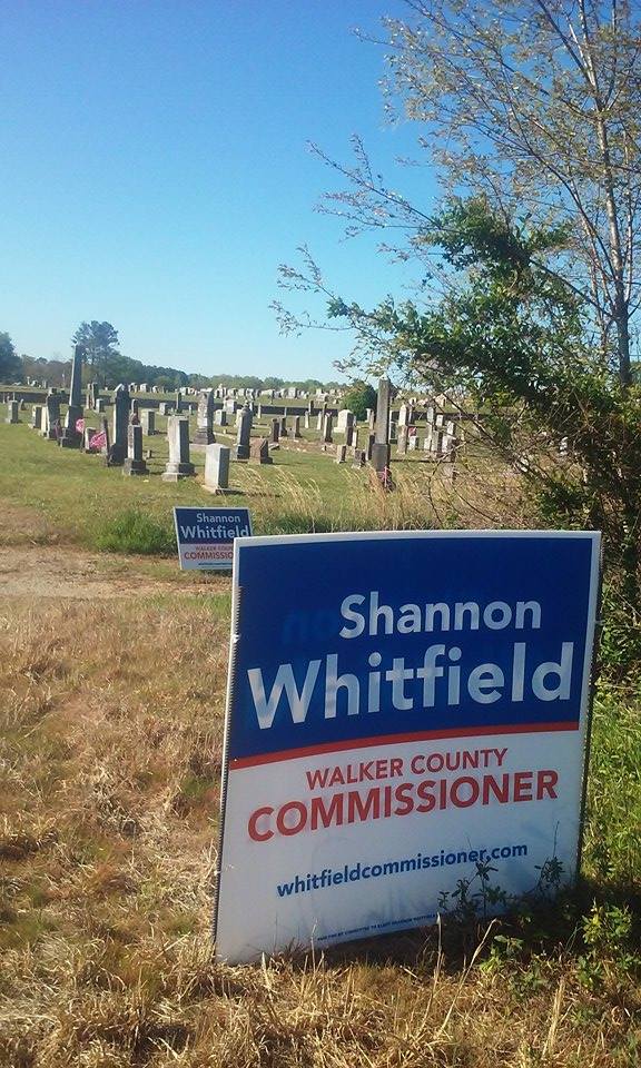 Shannon Whitfield Sign in Cemetery
