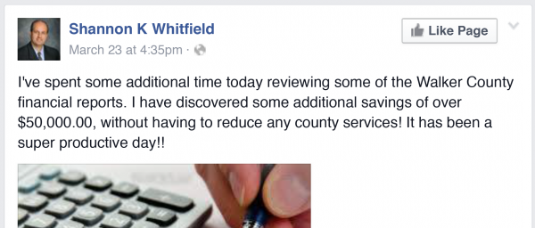 Whitfield Found $50,000 Savings?