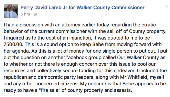 Perry Lamb Facebook - Bebe Fire Sale Injunction