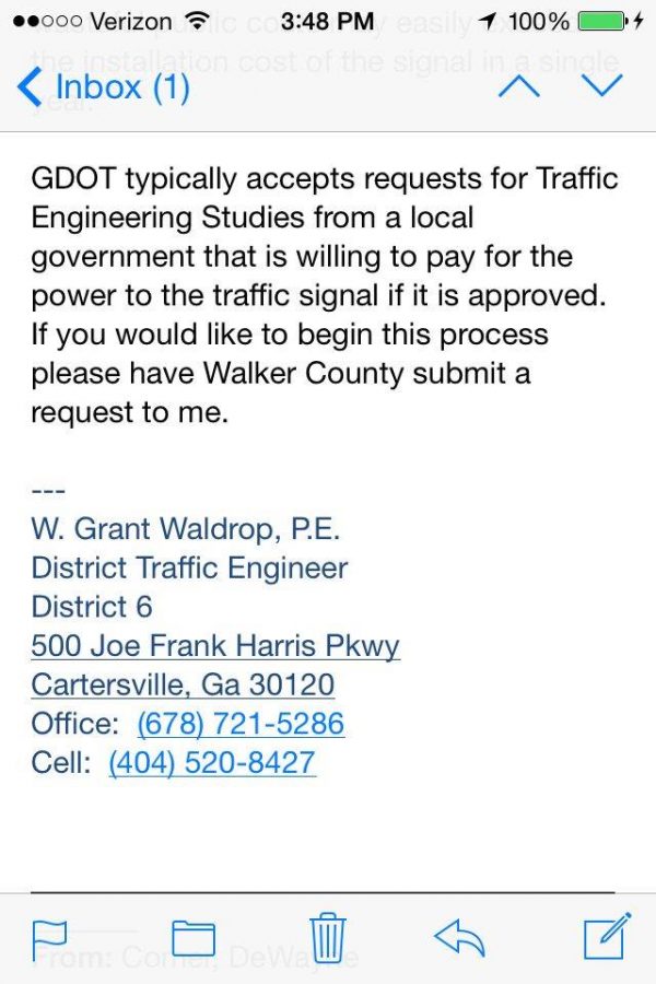 Saddle Ridge Light Petition - GDOT Response