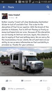 Heiskell Facebook - No Fuel for Transit