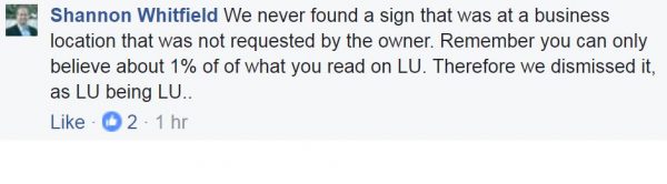 Whitfield Facebook - LU Lies